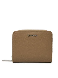 Calvin Klein Mały Portfel Damski Ck Must Medium Zip Around_Mono K60K612825 Brązowy - Portfele - miniaturka - grafika 1