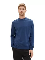 Swetry męskie - TOM TAILOR sweter męski, 32746 - niebieski granatowy twotone grindle, L - miniaturka - grafika 1