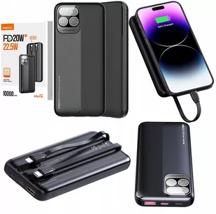 SZYBKI POWERBANK 10000MAH 22,5W 3A PD Z WBUDOWANYMI KABLAMI Z EKRANEM RECCI - Powerbanki - miniaturka - grafika 1
