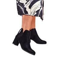 Botki damskie - Vinceza Botki Damskie Na Słupku Zamszowe Czarne Mimosa - miniaturka - grafika 1