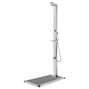 vidaXL Lumarko Prysznic ogrodowy z szarą podstawą, 225 cm, stal nierdzewna 3070792 - Akcesoria do basenów - miniaturka - grafika 1