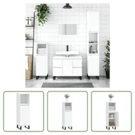 Szafki łazienkowe - The Living Store Szafka łazienkowa biała 30x30x100 cm materiał drewnopochodny - miniaturka - grafika 1