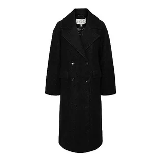 Płaszcze damskie - YAS Damski płaszcz wełniany YASMILA LS Wool Mix Coat S. NOOS, czarny, S, czarny, S - grafika 1