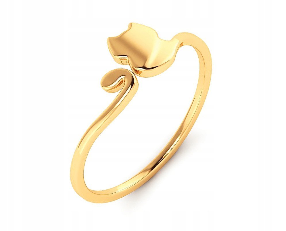 ZŁOTY PIERŚCIONEK GWIAZD KOTEK KOT 585