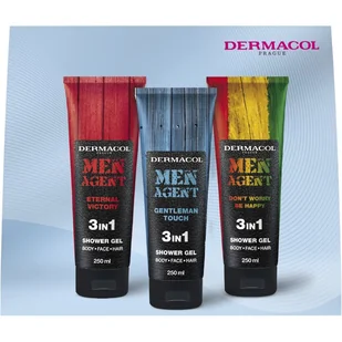 Dermacol Men Agent Zestaw żel pod prysznic Men Agent Eternal Victory 3in1 250 ml + żel pod prysznic Men Agent Gentleman Touch 3in1 250 ml + żel pod prysznic Men Agent Don't Worry Be Happy 3in1 250 ml - Zestawy kosmetyków damskich - miniaturka - grafika 1