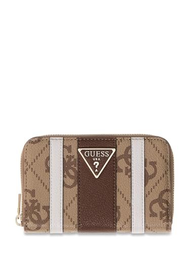 GUESS Laurel Ii Slg Med Zip Around CLO - COAL LOGO One Size, Mleko z logo/brązowe, Taglia Unica