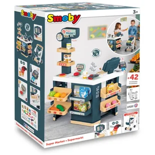 SMOBY Sklep Supermarket z Wózkiem Elektroniczną Kasą ze Skanerem - Zabawy w naśladowanie dorosłych - miniaturka - grafika 6