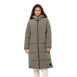Damski płaszcz ocieplany Jack Wolfskin KAROLINGER LONG COAT W cold coffee - S - Kurtki damskie - miniaturka - grafika 1