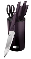 Noże - Fioletowy komplet 5 noży i nożyczek w stojaku M5-C42 - miniaturka - grafika 1
