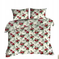 Pościel - pościel z bawełny płaskiej 160x220 + 2 poszewki B 124 różyczki czerwone - miniaturka - grafika 1