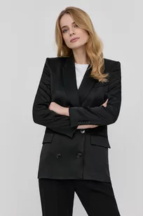 Patrizia Pepe marynarka kolor czarny dwurzędowa gładka - Marynarki i żakiety damskie - miniaturka - grafika 1