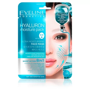 Eveline Sheet Mask Hyaluron Maska na tkaninie 8in1 ultranawilżająca 1szt 100877 - Maseczki do twarzy - miniaturka - grafika 1