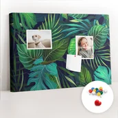 Tablice i flipcharty - Szkolna Tablica korkowa 60x40 cm, Kolorowe Pinezki, wzór Egzotyczne liście - miniaturka - grafika 1