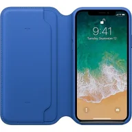Etui i futerały do telefonów - LEATHER FOLIO CASE MRGE2ZM/A IPHONE X / IPHONE XS ELEKTRYCZNY BŁĘKIT ORYGINALNA PLOMBA - miniaturka - grafika 1