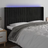 Inne meble do sypialni - vidaXL Zagłówek do łóżka z LED, czarny, 163x16x118/128 cm, aksamit - miniaturka - grafika 1