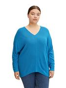 Swetry damskie - TOM TAILOR Damski Plussize sweter z rękawami nietoperza 1034675, 30095 - Sublime Teal Blue, 54 Duże rozmiary - miniaturka - grafika 1
