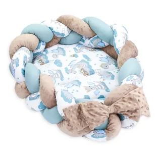 Kokon niemowlęcy - Gniazdo przytulanka zestaw z poduszką warkocz składany dwustronny kokon dla noworodków 75X45 cm, smoki odcień B - Kokony niemowlęce - miniaturka - grafika 1