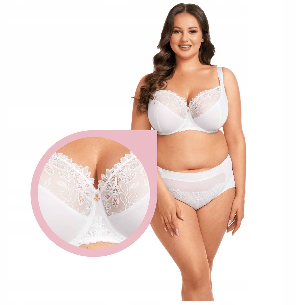 Nessa COCO soft Biustonosz biały miękki stanik haftowany tiul - 65G