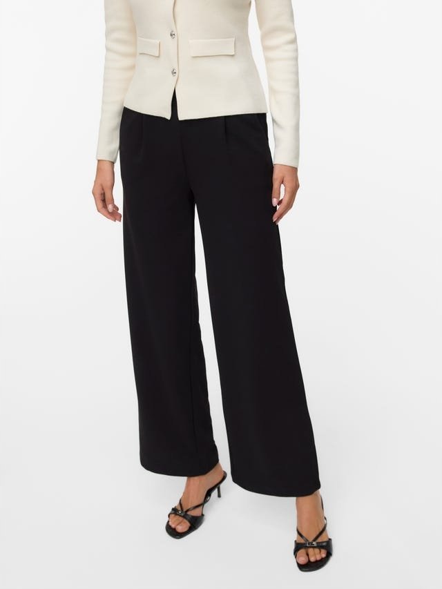 VERO MODA CZARNE SPODNIE CASUAL PROSTE DŁUGIE ŚREDNI STAN L/32 17CA