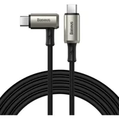 Kable komputerowe i do monitorów - Baseus Kabel USB  Baseus Kątowy Kabel Usb Typ C Usb Typ C Vooc Quick Charge Power Delivery 100 W 5 A 1,5 M Usb 3.2 Gen 2 4K@60 Hz Czarny Catpn-01 CATPN-01 - miniaturka - grafika 1