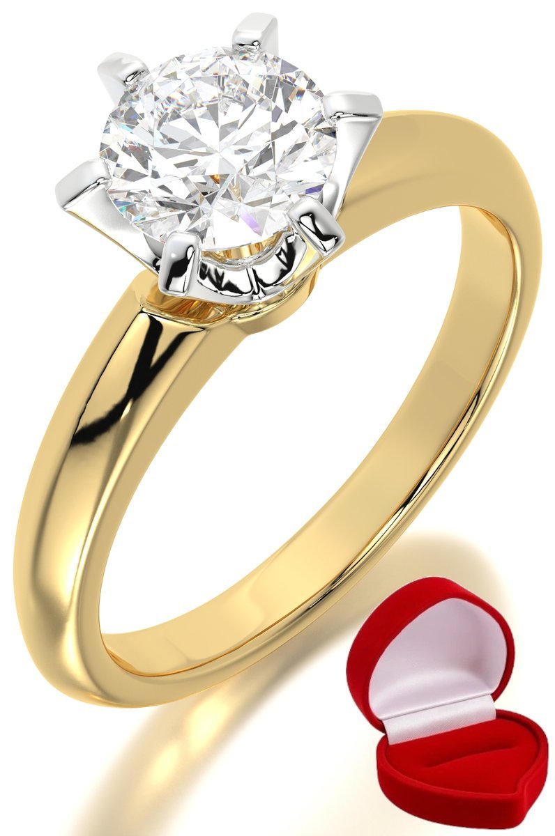 ZŁOTY PIERŚCIONEK ZARĘCZYNOWY 585 14k DIAMENT LAB BRYLANT 1 ct R6