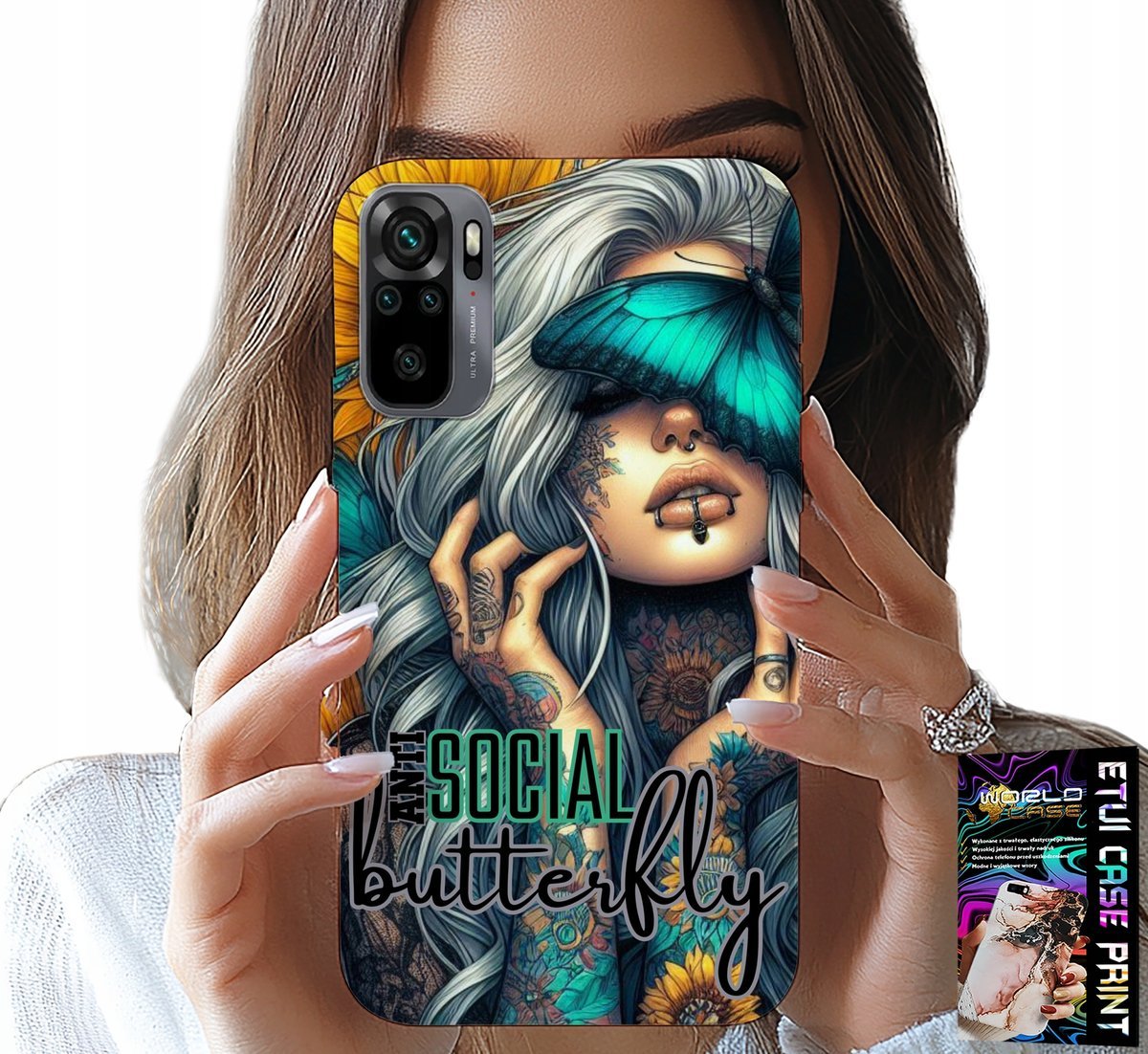 ETUI DO XIAOMI NOTE 10 / 10S - ANTI SOCIAL, BUTTERFLY, MOTYLEK, KOBIECE