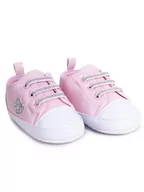 Buty dla dziewczynek - Buciki niemowlęce niechodki gumki trampki różowe z serduszkiem 6-12 miesięcy - miniaturka - grafika 1