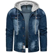 Kurtki męskie - Kurtka męska katana granatowa z szarym kapturem Recea - miniaturka - grafika 1