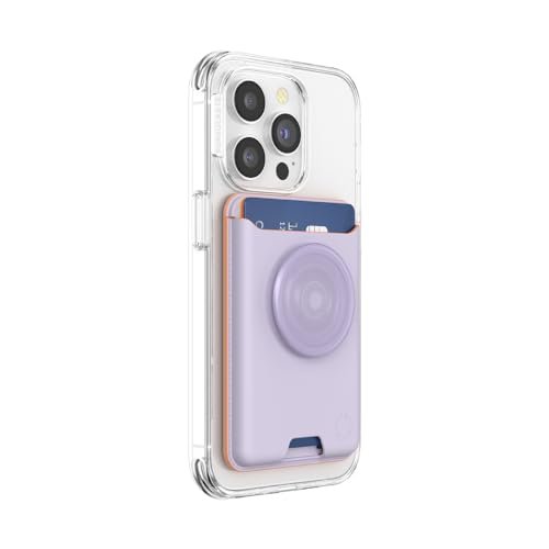 PopSockets Portfel na telefon z rozszerzanym uchwytem, uchwyt na kartę telefonu, kompatybilny z bezprzewodowym ładowaniem, portfel kompatybilny z MagSafe® - Lavendre