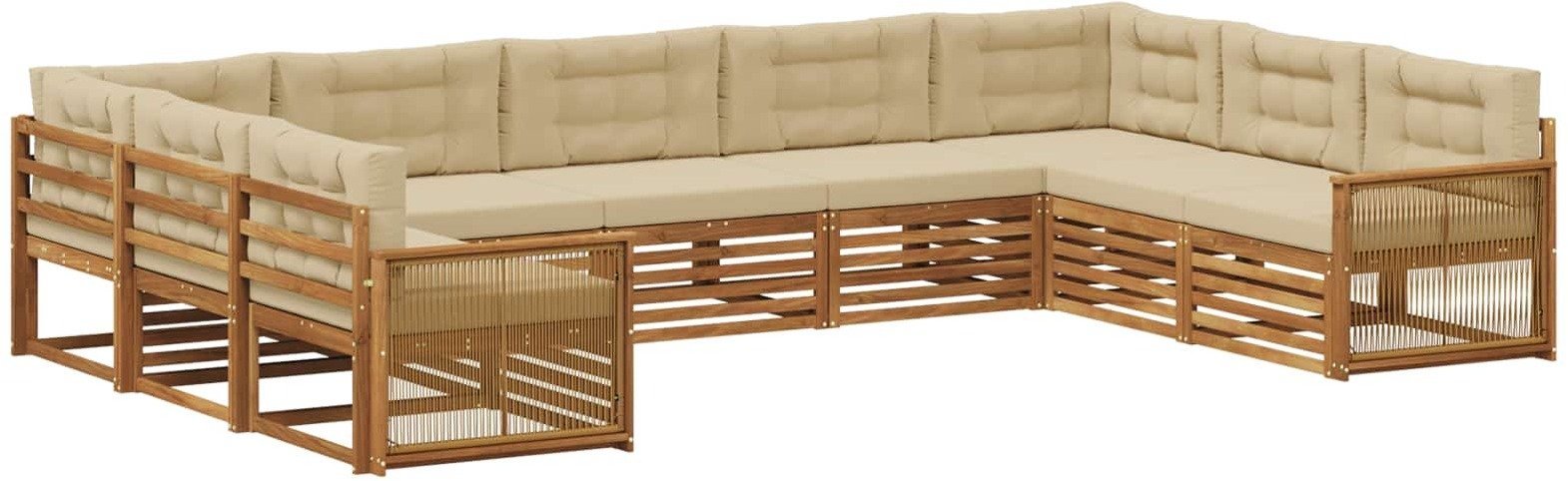 vidaXL Zestaw sof na zewnątrz z poduszką 9 pcs Naturalny i Beżowy