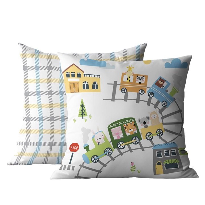 Poszewka dziecięca bawełniana 40x40 psba0060a pociągi