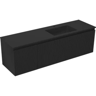 Mexen Rivel szafka łazienkowa 160 cm z umywalką Otis prawą, 1S, 1D, ryflowana, czarna mat - 91A23-16047-3-BBFF71-W18P71 - Szafki łazienkowe - miniaturka - grafika 1