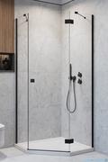 Kabiny prysznicowe - Radaway Essenza Black Ptj kabina pięciokątna 80x80cm prawa szkło przejrzyste 1385010-54-01R/1385049-01-01 - miniaturka - grafika 1