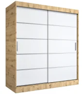 Szafy - Szafa przesuwna dąb artisan + biały 180 cm E9-G29 - miniaturka - grafika 1