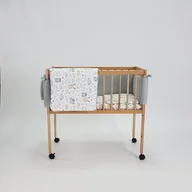 Łóżeczka i kojce - Łóżeczko dziecięce MINI 80x40cm naturalne z pościelą szarą- królik i sowa. - miniaturka - grafika 1