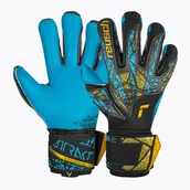 Piłka nożna - Rękawice bramkarskie Reusch Attrakt Aqua Finger Support black/gold/aqua - miniaturka - grafika 1