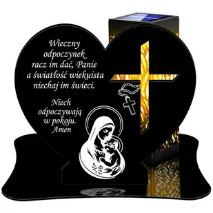 ZNICZ SOLARNY LED WIECZNY PODSTAWKA NA CMENTARZ GRÓB lampka Serce 3D - Lampiony i znicze - miniaturka - grafika 1