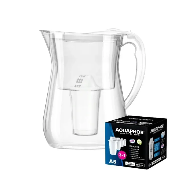 Dzbanek filtrujący Aquaphor Lyon 3.8 l z wkł. A5, biały z 5 wkładami