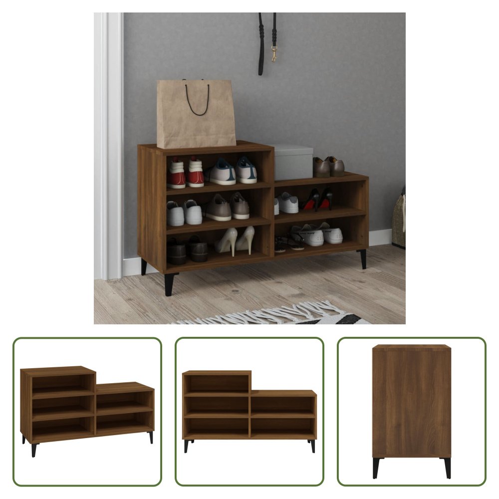 The Living Store Brązowy dębowy stojak na buty 102x36x60 cm materiał drewnopochodny