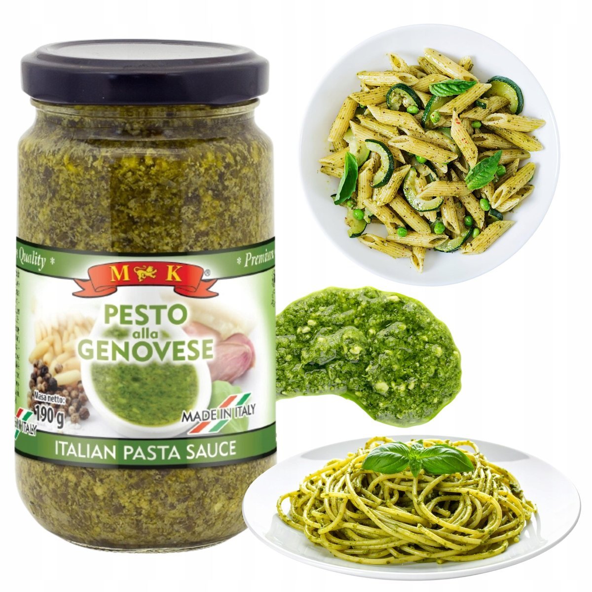 MK Pesto Zielone z Bazylii Z Oliwą Z Oliwek Do Kuchni Włoskiej 190 g