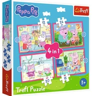 Puzzle - Puzzle 4w1 Peppa uwielbia przygody Trefl - puzzle - miniaturka - grafika 1