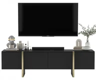 Szafki RTV - Nowoczesna Komoda Rtv Szafka Rtv Glamour Czarny Mat 180 cm - miniaturka - grafika 1