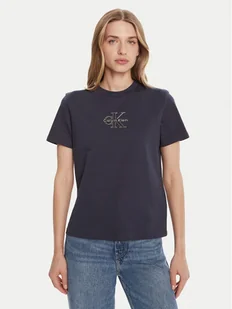 Calvin Klein Jeans T-Shirt Classic Monologo LV047D873G Granatowy Regular Fit - Koszulki i topy damskie - miniaturka - grafika 1