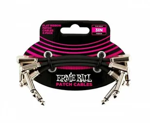 Ernie Ball 7,5 cm płaski kabel krosowy 3-pak P06220 - Inne akcesoria gitarowe - miniaturka - grafika 1