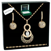 Zestawy biżuterii dla kobiet - ZŁOTY KOMPLET BIŻUTERII DLA KOBIETY 60 CM GRUBY / DŁUGI Z CYRKONIAMI 18K - miniaturka - grafika 1