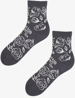 Skarpetki damskie - Skarpetki damskie w kwiatowy srebrny wzór SL Flora Dark Grey Marilyn - miniaturka - grafika 1