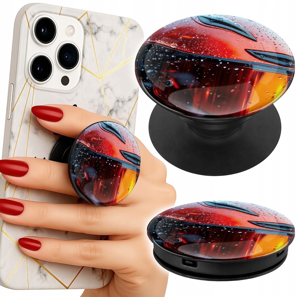 Uchwyt do telefonu Popsocket na palce/stojak FAN MOTOCYKL KASK MOTOCYKLISTA