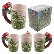 Kawa - Puckator Papuga z dżunglą kalkomania ceramiczny uchwyt kubek, kawa gorące napoje, dekoracyjne pudełko upominkowe, dom kuchnia wysokość 14 cm szerokość 11,5 cm głębokość 8 cm - miniaturka - grafika 1
