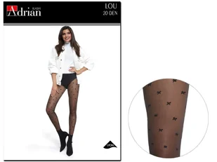 Rajstopy Damskie Wzorzyste Z Kokardki 20 Den Adrian Nero 4 - Rajstopy - miniaturka - grafika 1