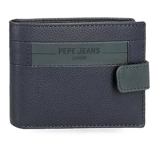 Portfele - Pepe Jeans Checkbox poziomy portfel z zamknięciem na zatrzask, niebieski, 11 x 8,5 x 1 cm, skóra, niebieski, rozmiar uniwersalny, niebieski, Einheitsgröße, Poziomy portfel z zapięciem na zatrzask - grafika 1